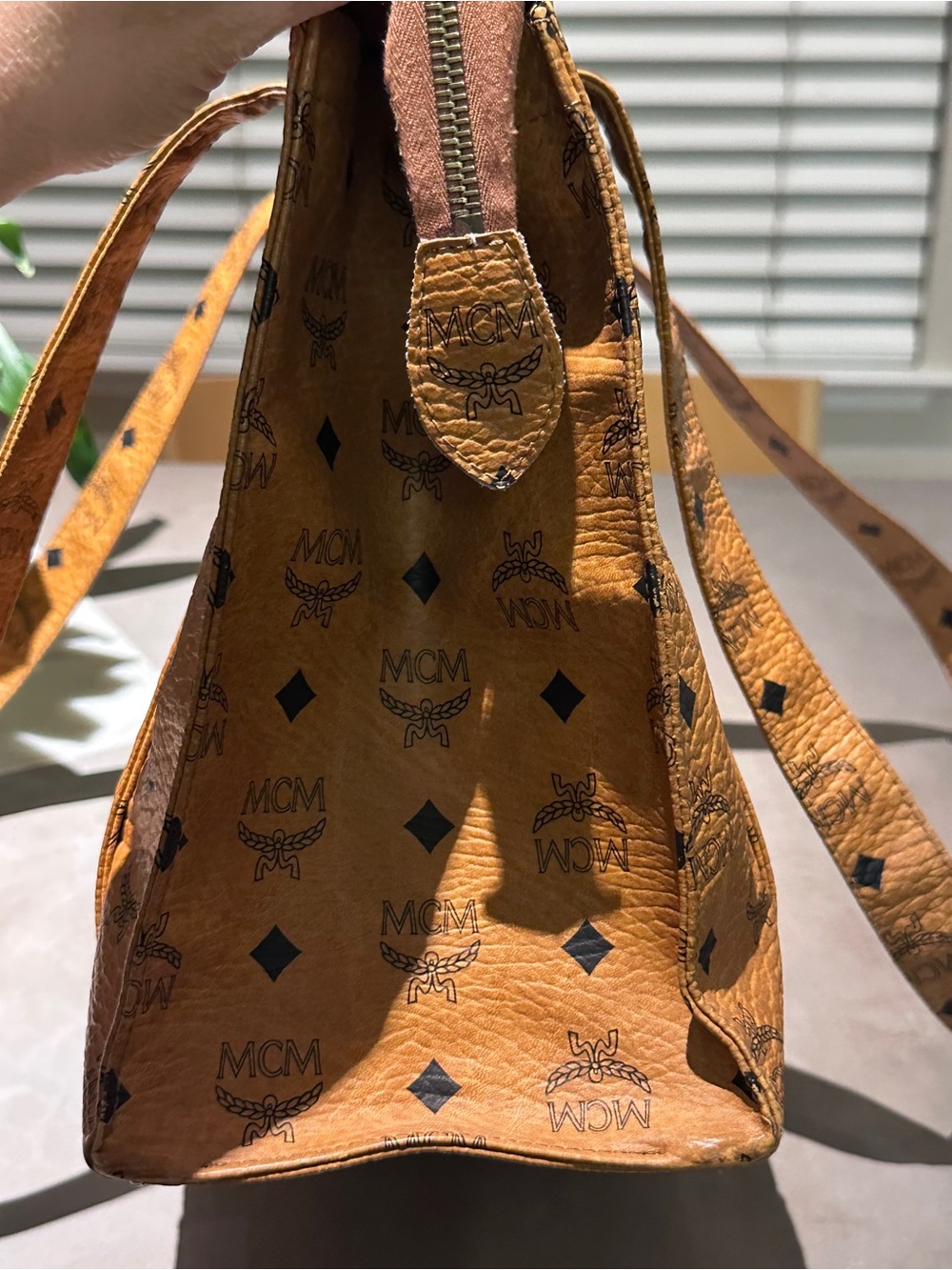 MCM Cognac Monogram Shoulder Bag - Picture 4 of 13